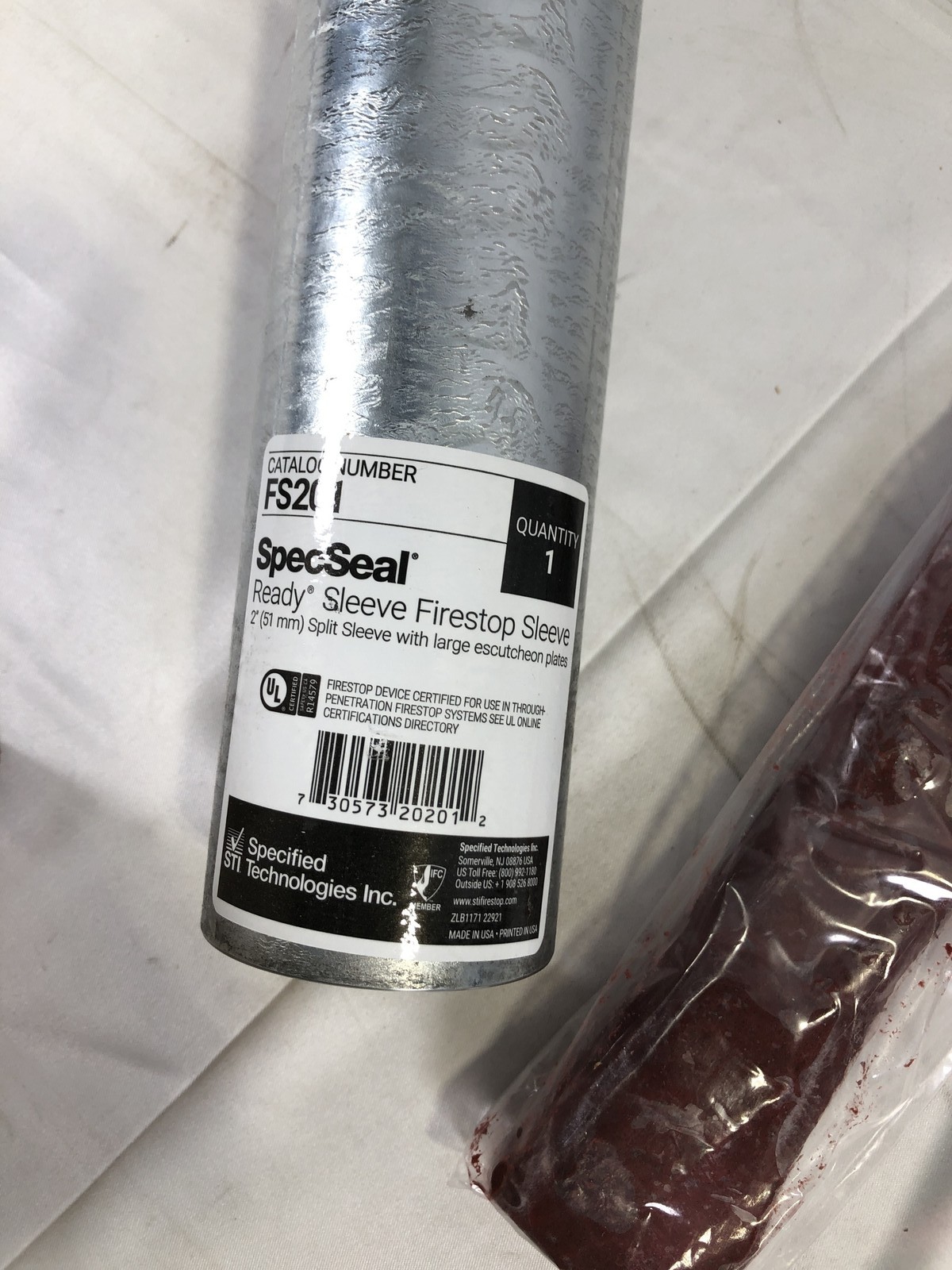 SpecSeal FS201 Ready Sleeve 2" Firestop Split Sleeve w/ Large Escutcheon Plates