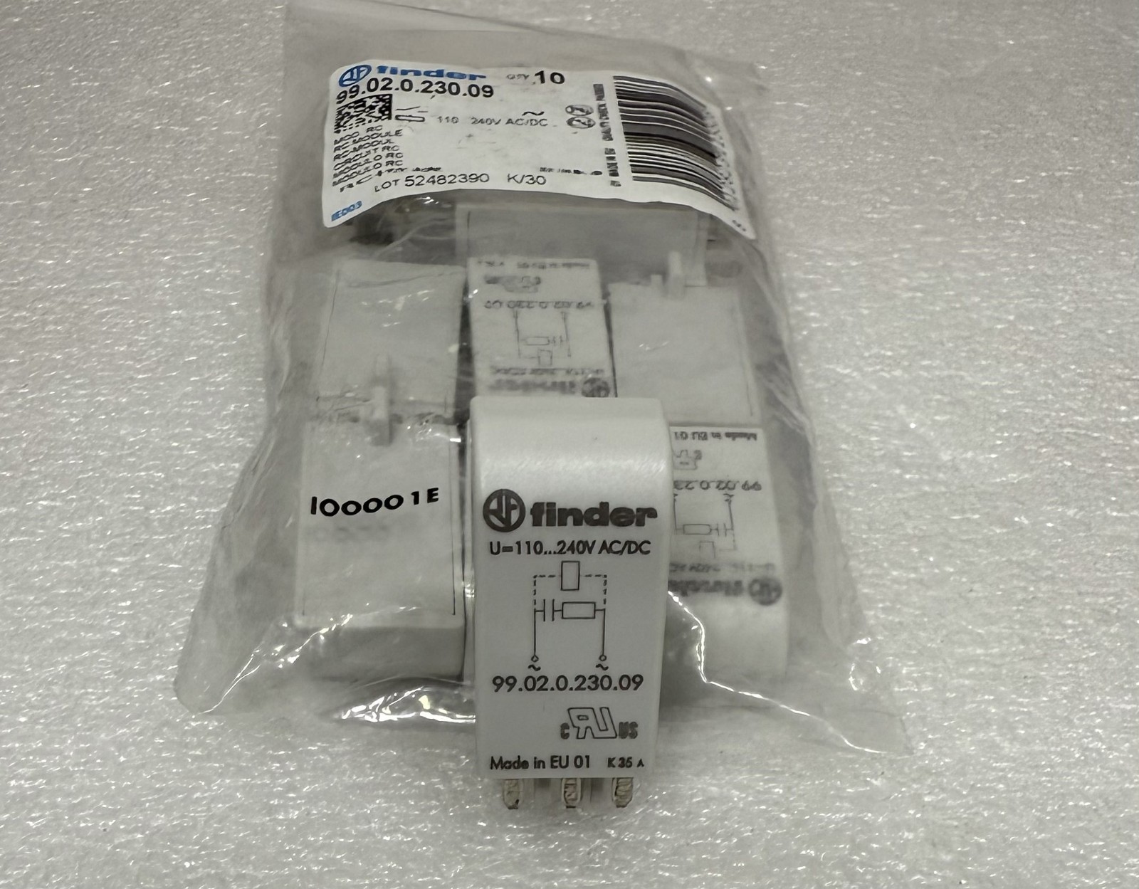Lot of 10 Finder, 99.02.0.230.09, RC Circuit Module for 110-240 V AC/DC Coil