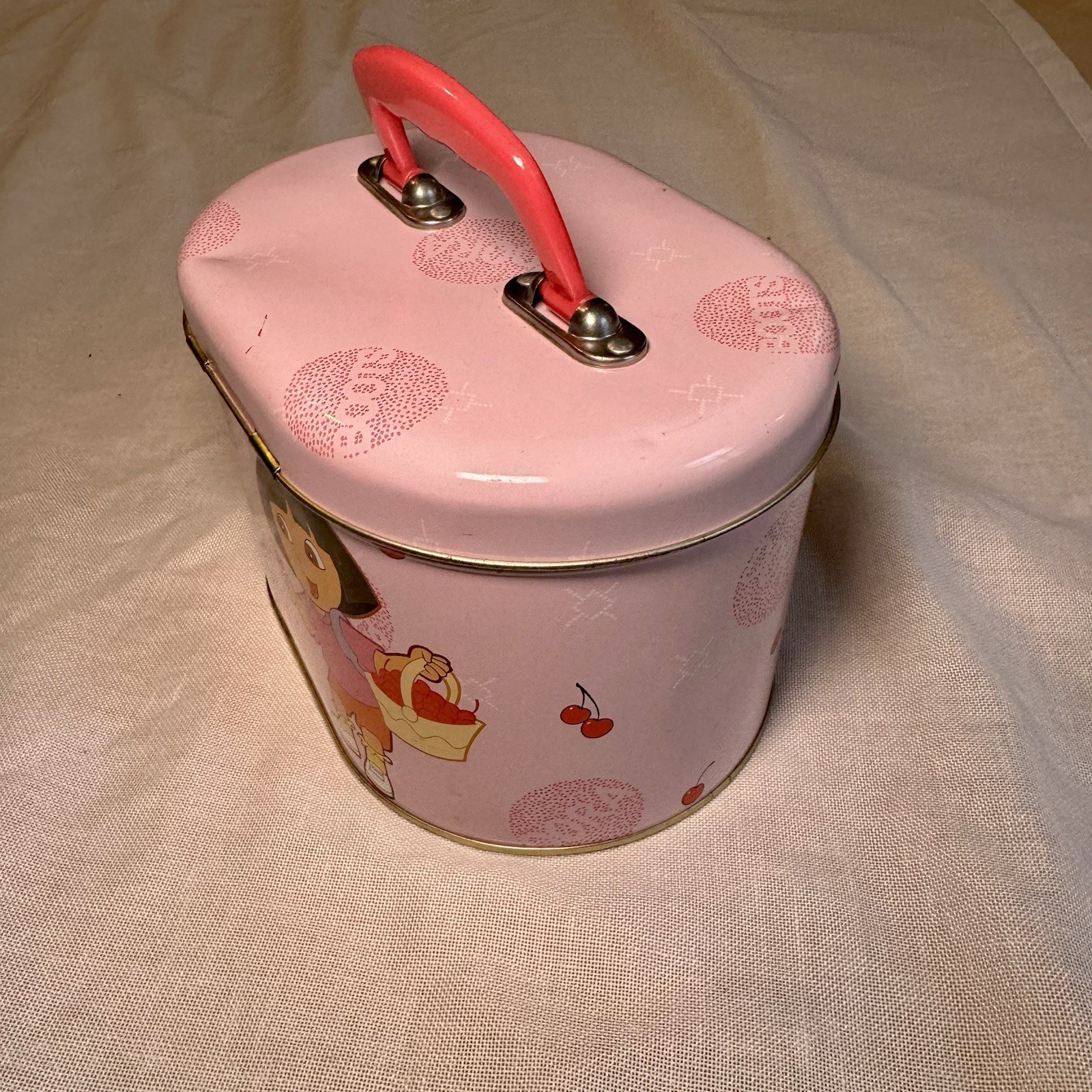 RARE Nickelodeon Dora The Explorer & Boots Tin Box Pink With Latch & Handle