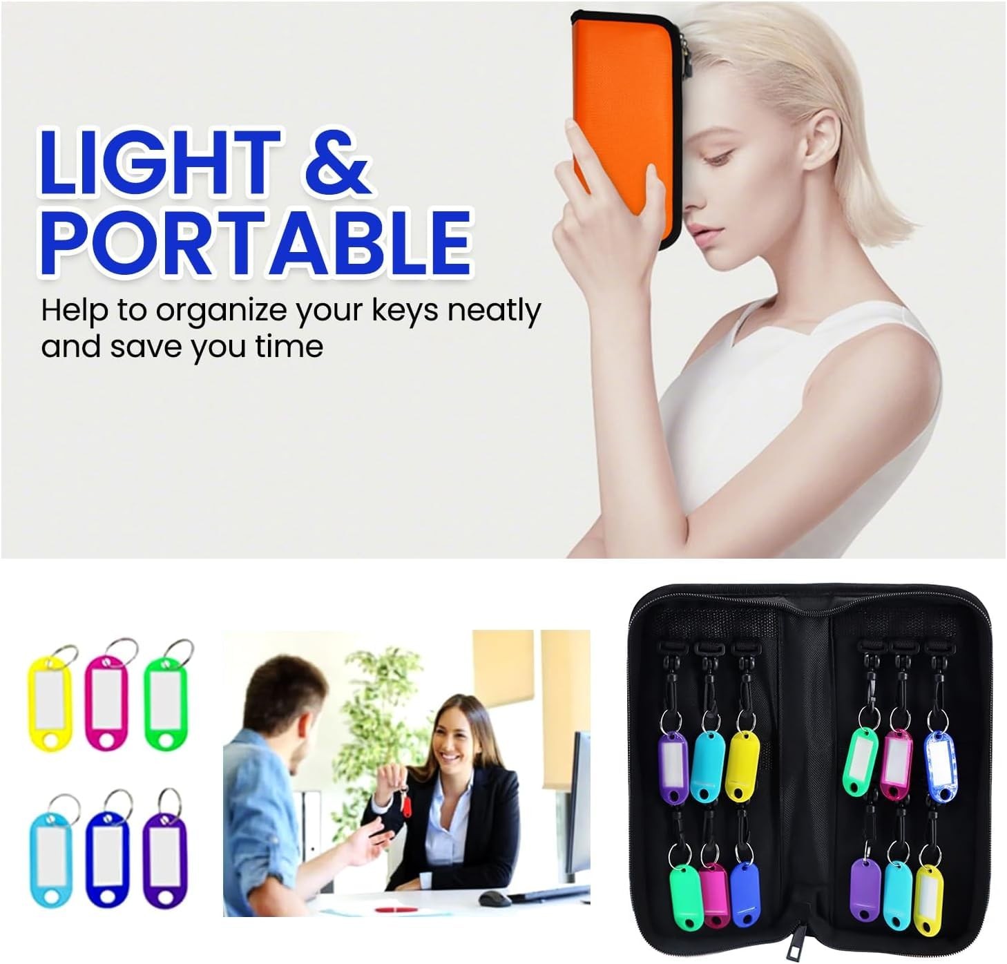 Zippered Key Organizer, Portable Key Case, Waterproof & Fireproof Key Binder ...