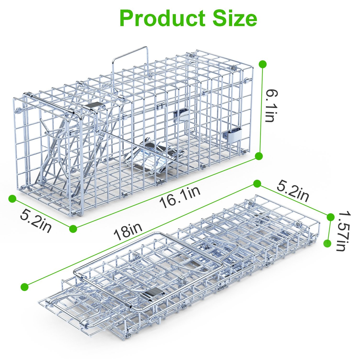 2-Pack Humane Rat Trap Cage - Foldable Live Mouse Traps for Indoor/Outdoor Use