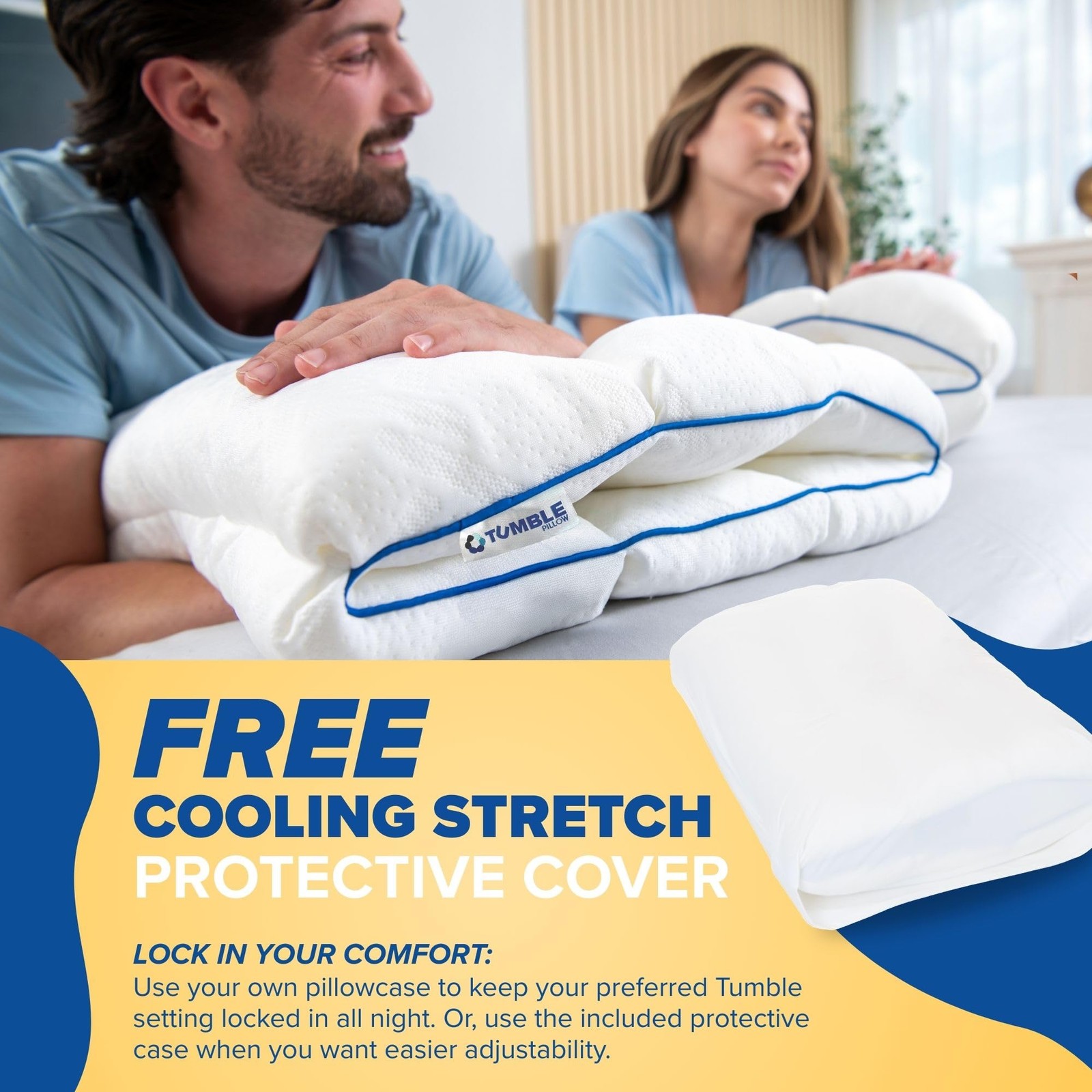 TUMBLE Adjustable Memory Foam Cooling Pillow, Standard/Queen, 1 Pack