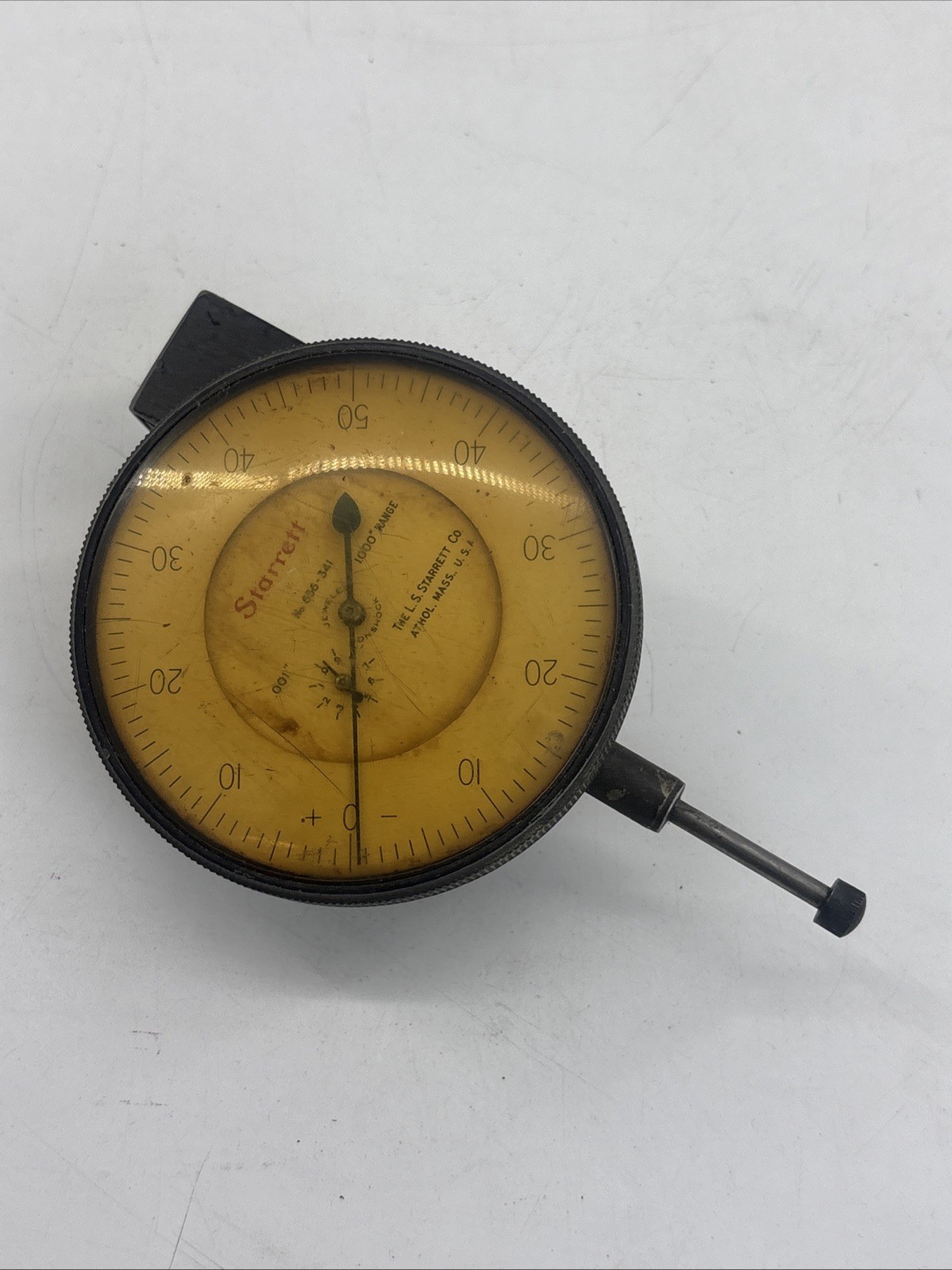 Large Starrett 655-341 Dial Indicator 1.000" range With Mighty Mag