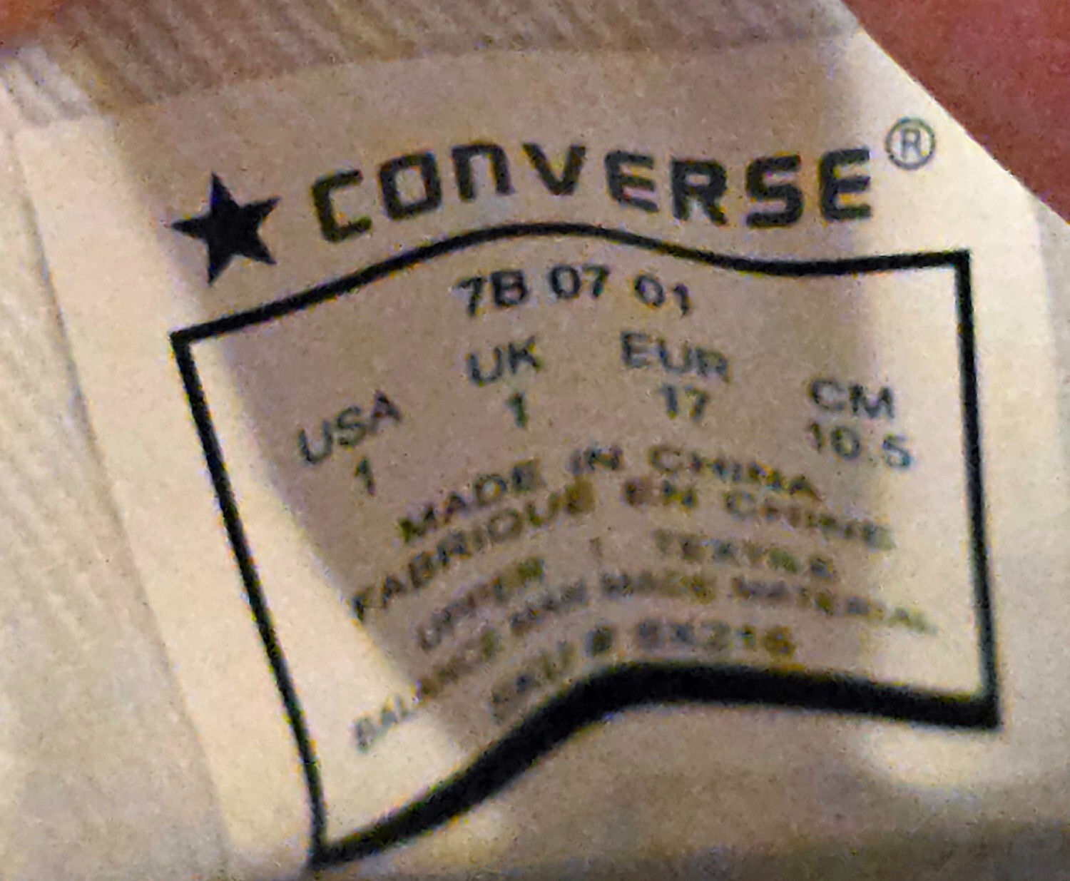 Converse Crib Baseball HI, Crib Size 1 Sneakers with Box