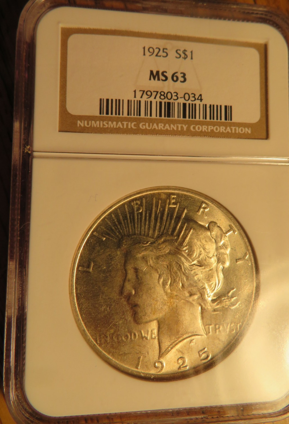 1925 Peace "NGC MS63" Beautiful Color/High Luster/ Better Date/High Points