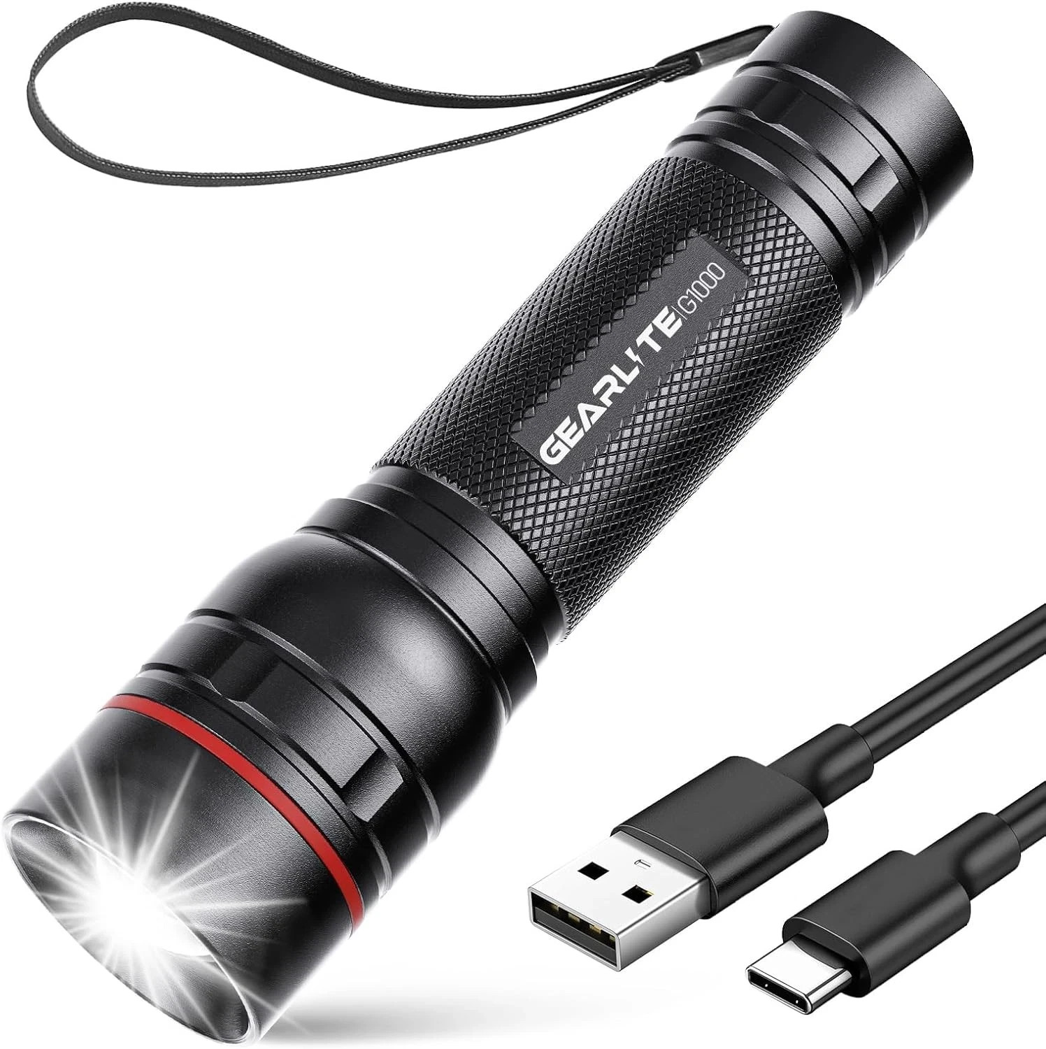 GEARLITE Rechargeable LED Torch, 2000LM Torches LED Super Bright With 3 Modes