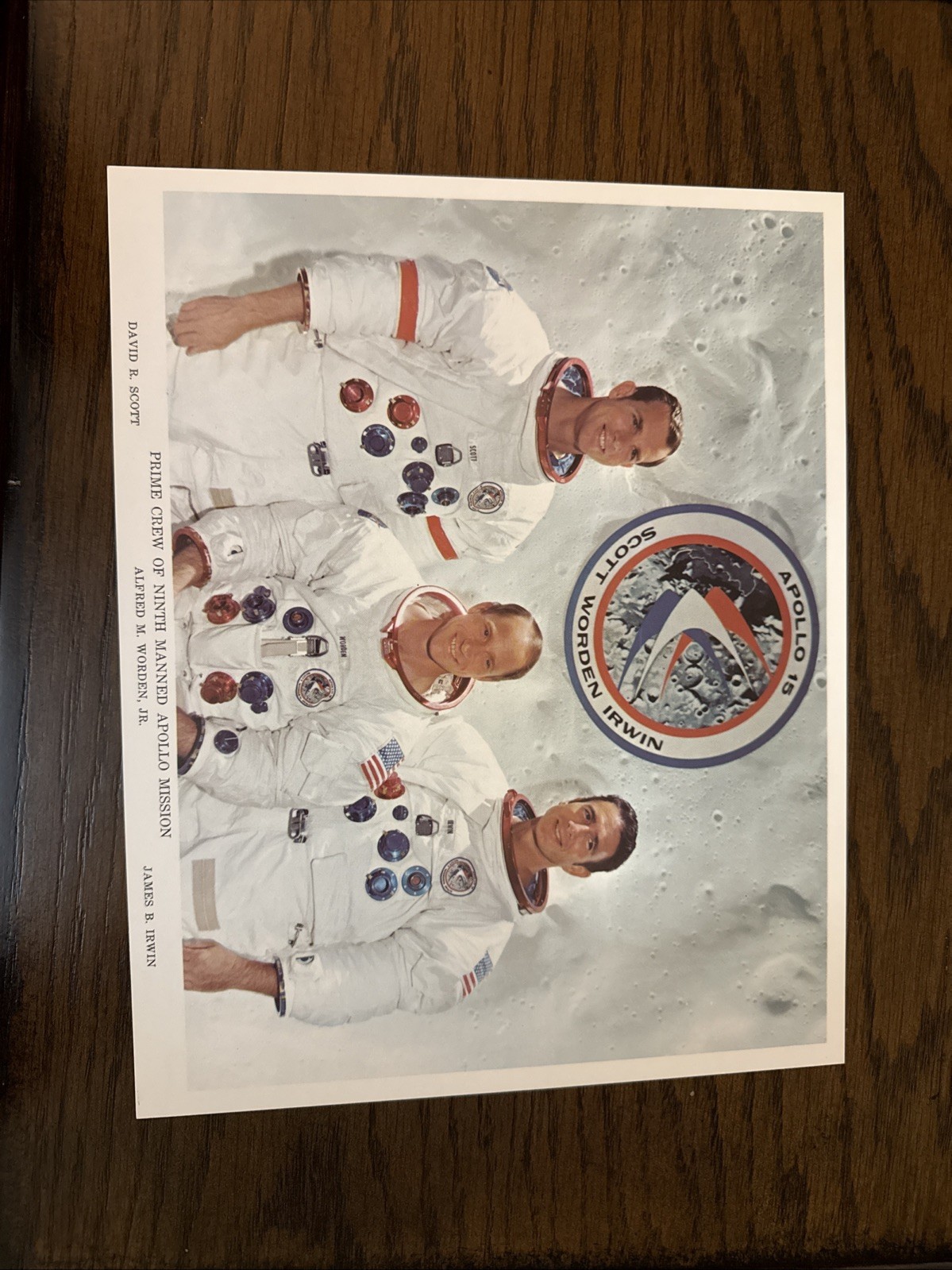 NASA Astronaut Prime Crew Of Ninth Manned Apollo Mission (8x10) - Apollo 15