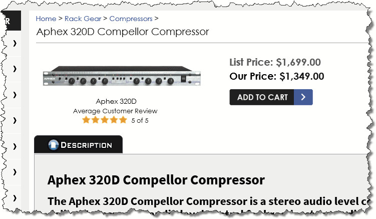 Aphex 320D Compellor AES/EBU Digital Audio Compressor AGC Automatic Leveler 320