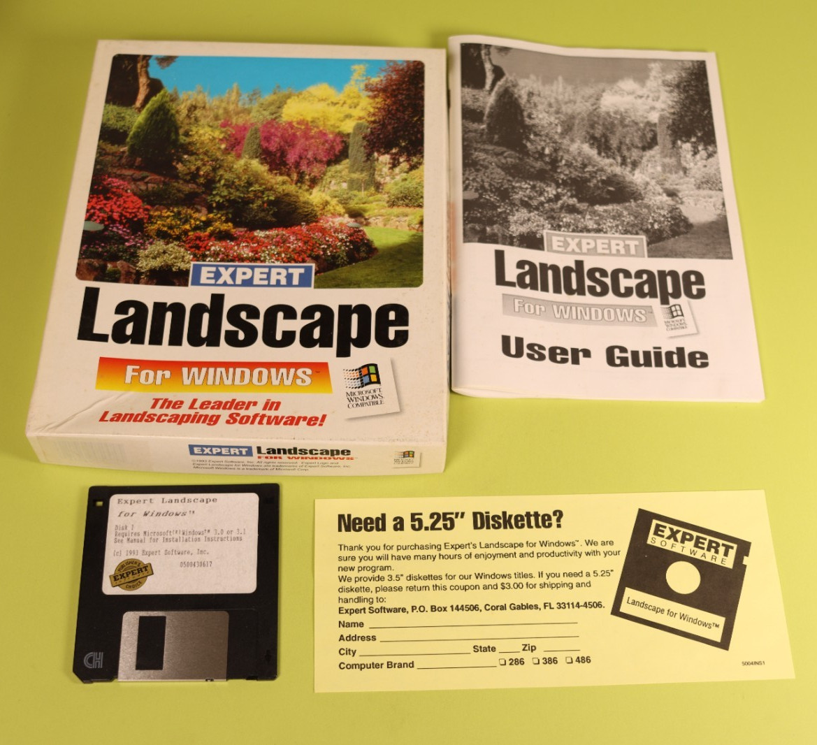 Expert Landscape For Windows 1993 PC Floppy Disc