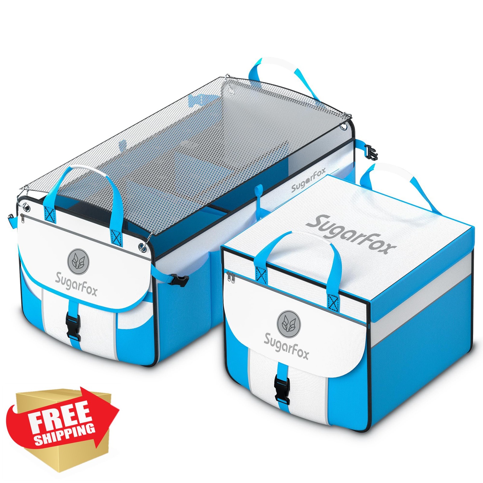SugarFox Blue 63L+26L Modular Car Trunk Organizer SUV Foldable