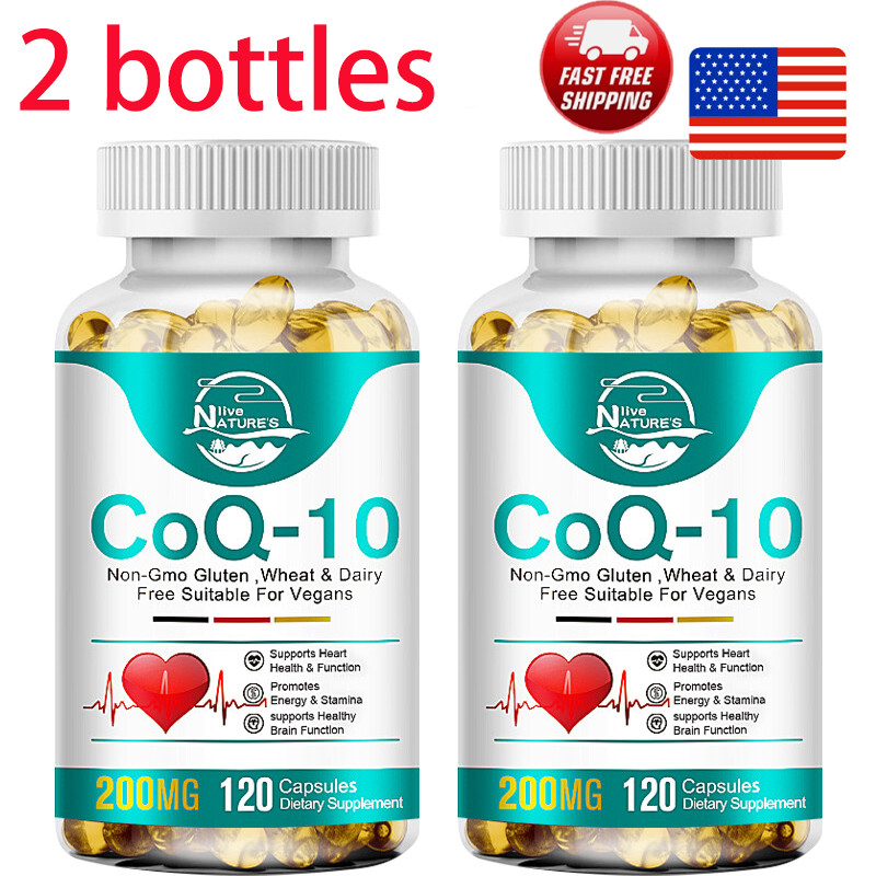 (2 Pack)CoQ 10 CoEnzyme Q-10 200mg Support Heart Health,High Potency 240 Capsule
