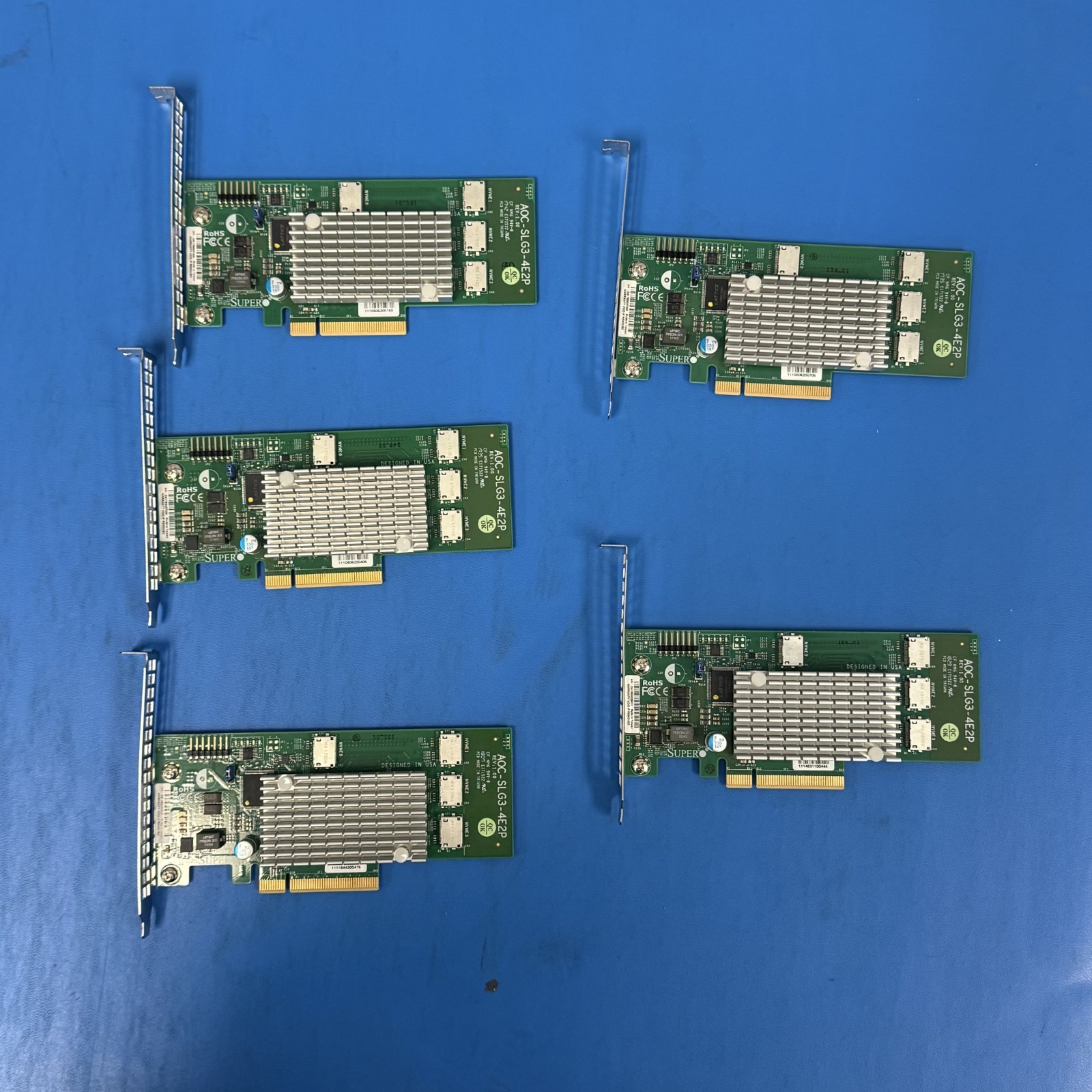 Lot of 5 SuperMicro AOC-SLG3-4E2P 4-Port Gen-3 Internal NVMe Host Bus Adapter