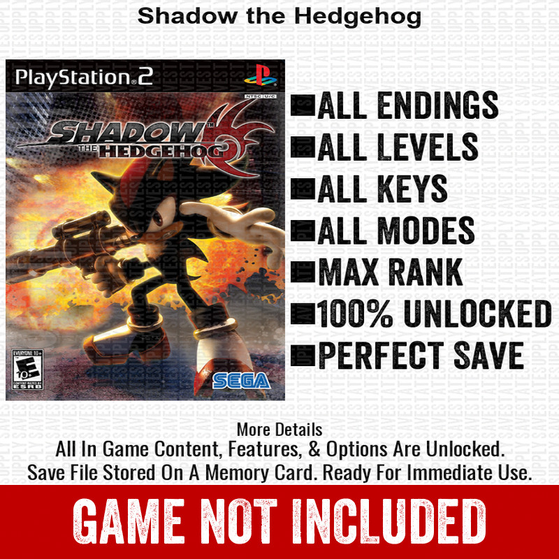 Shadow the Hedgehog 100% PS2 Memory Card All CHEATS ITEMS