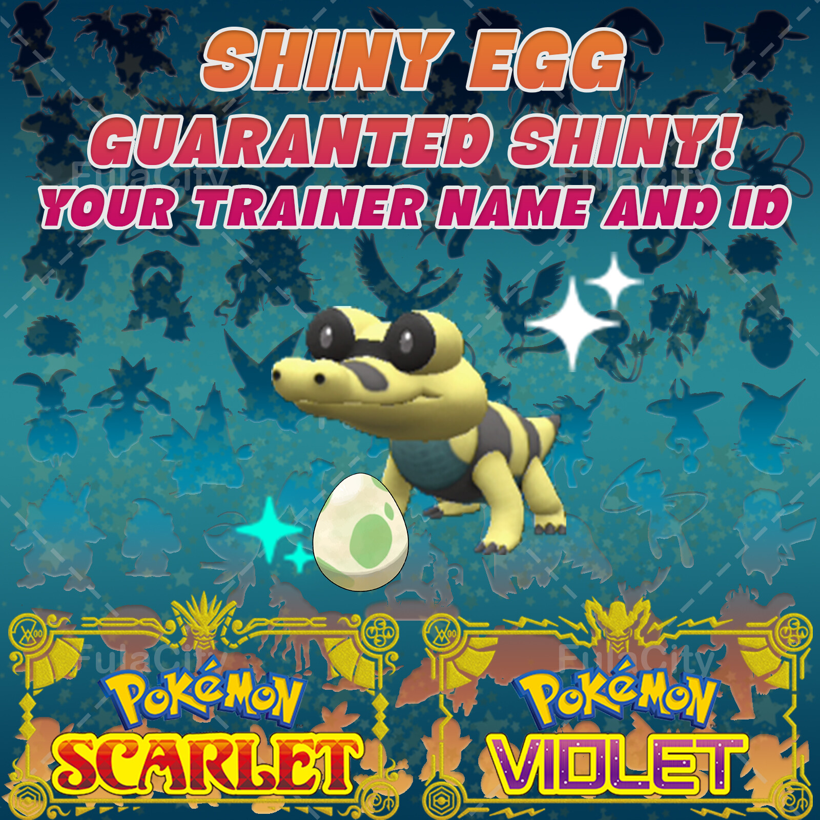 SANDILE POKEMON SCARLET VIOLET ✨ SHINY EGG 6 IV ✨ CUSTOM AVAILABLE ✨