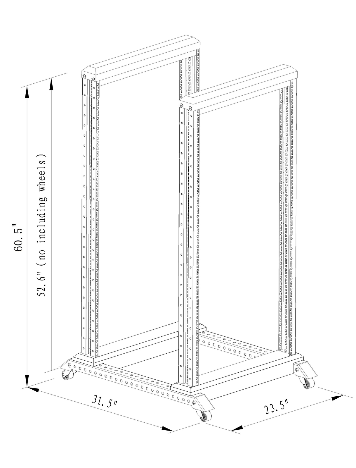 27U 4 Post 19"Open Frame Server Width 24" install Deep and 2 fixed shelves