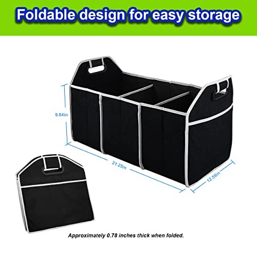 Car Trunk Organizer, Portable Foldable Waterproof Auto Storage Bag with Black2