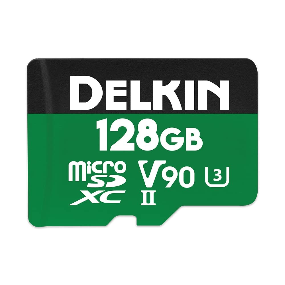 Delkin Devices 128GB Power Micro SD Card UHS-II (U3/V90) - 300MB/s Green