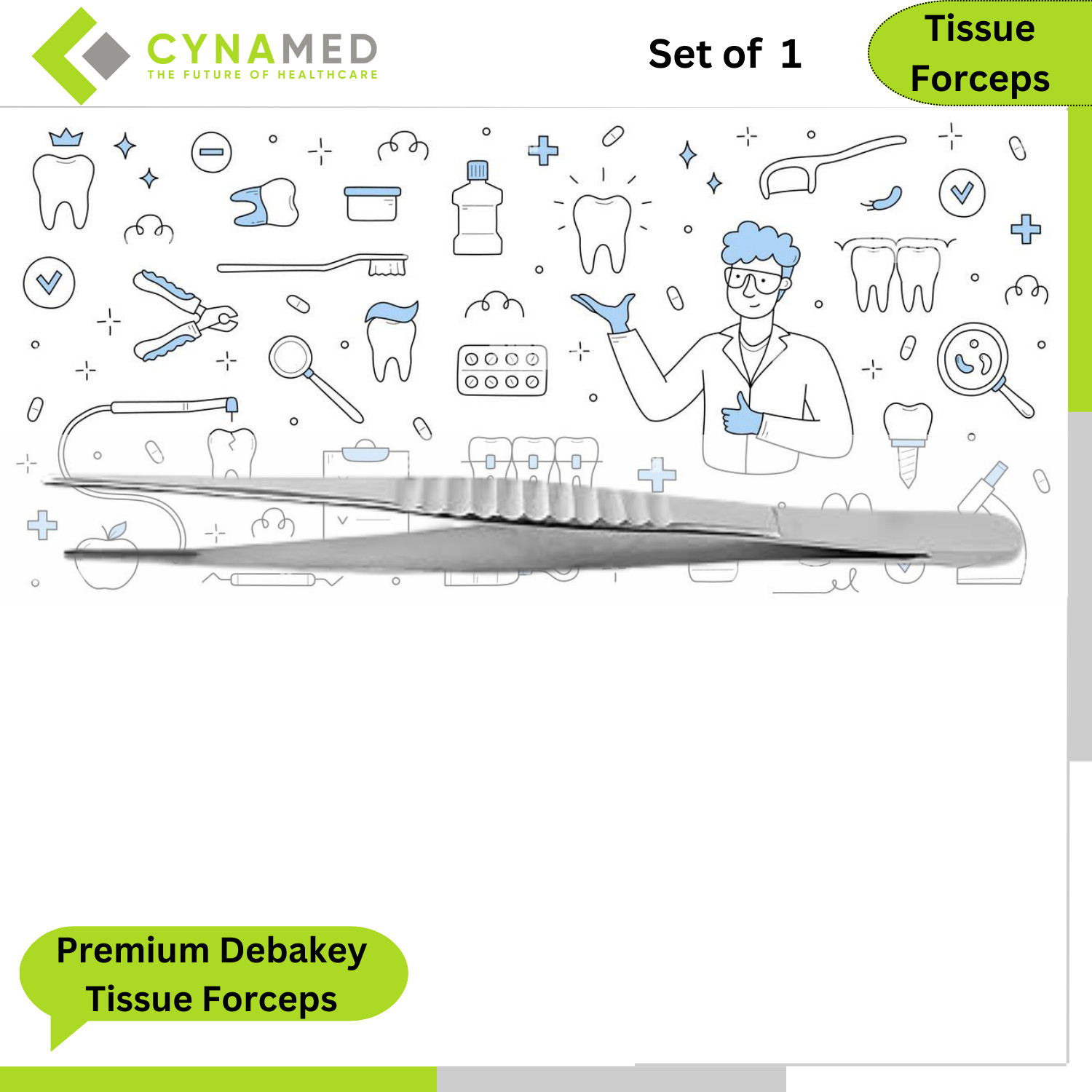 Premium Debakey Tissue Forceps Stainless Steel 3.5mm 6.25 inches
