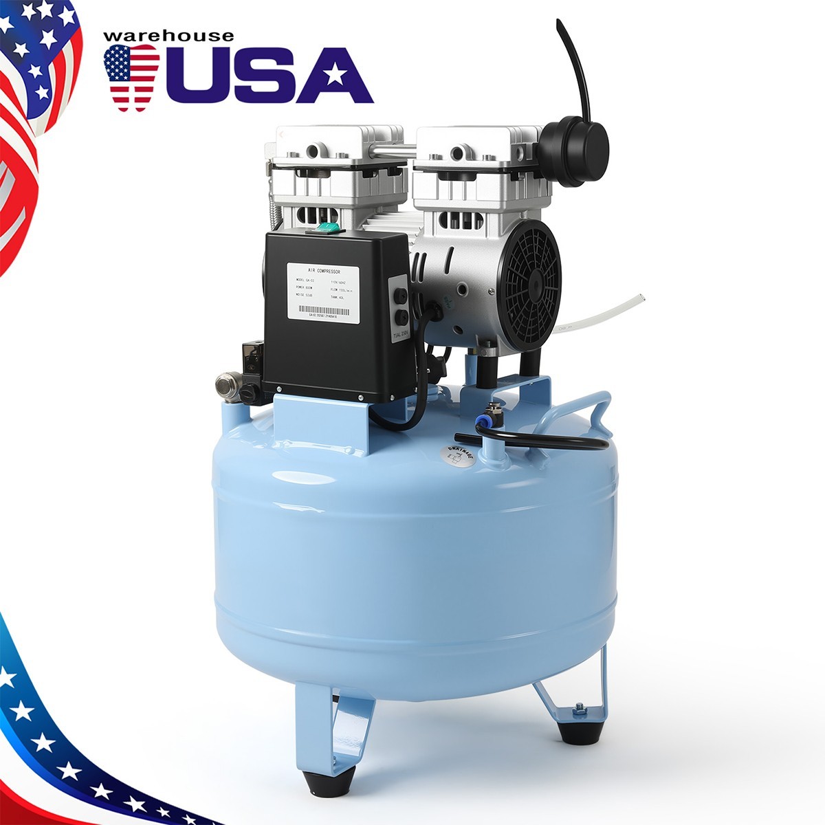40L Dental Silent Oil-Free Air Compressor Portable Medical Pump