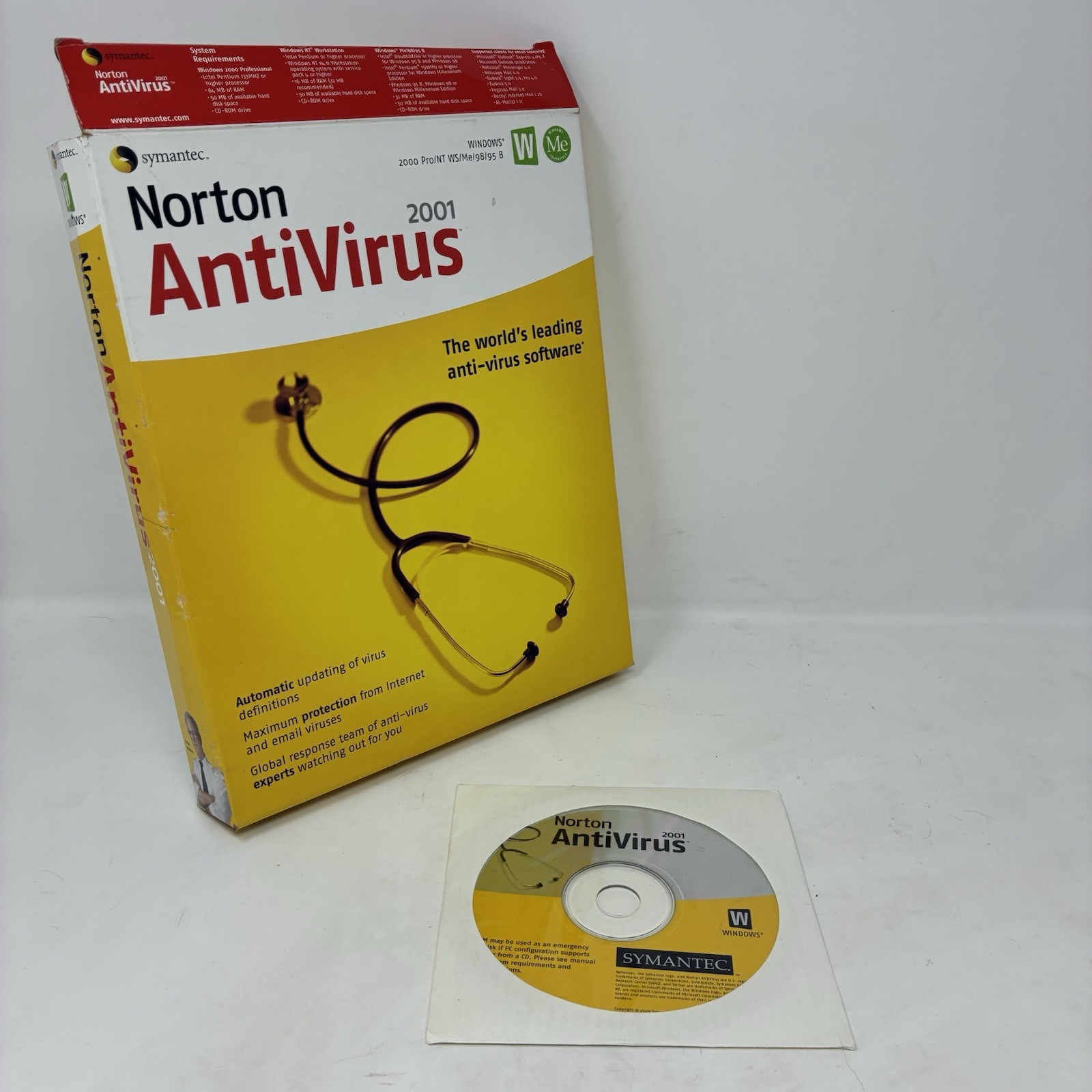 Norton Antivirus 2001 Big Box Retail Windows 95/98/ME 2000 Software CD