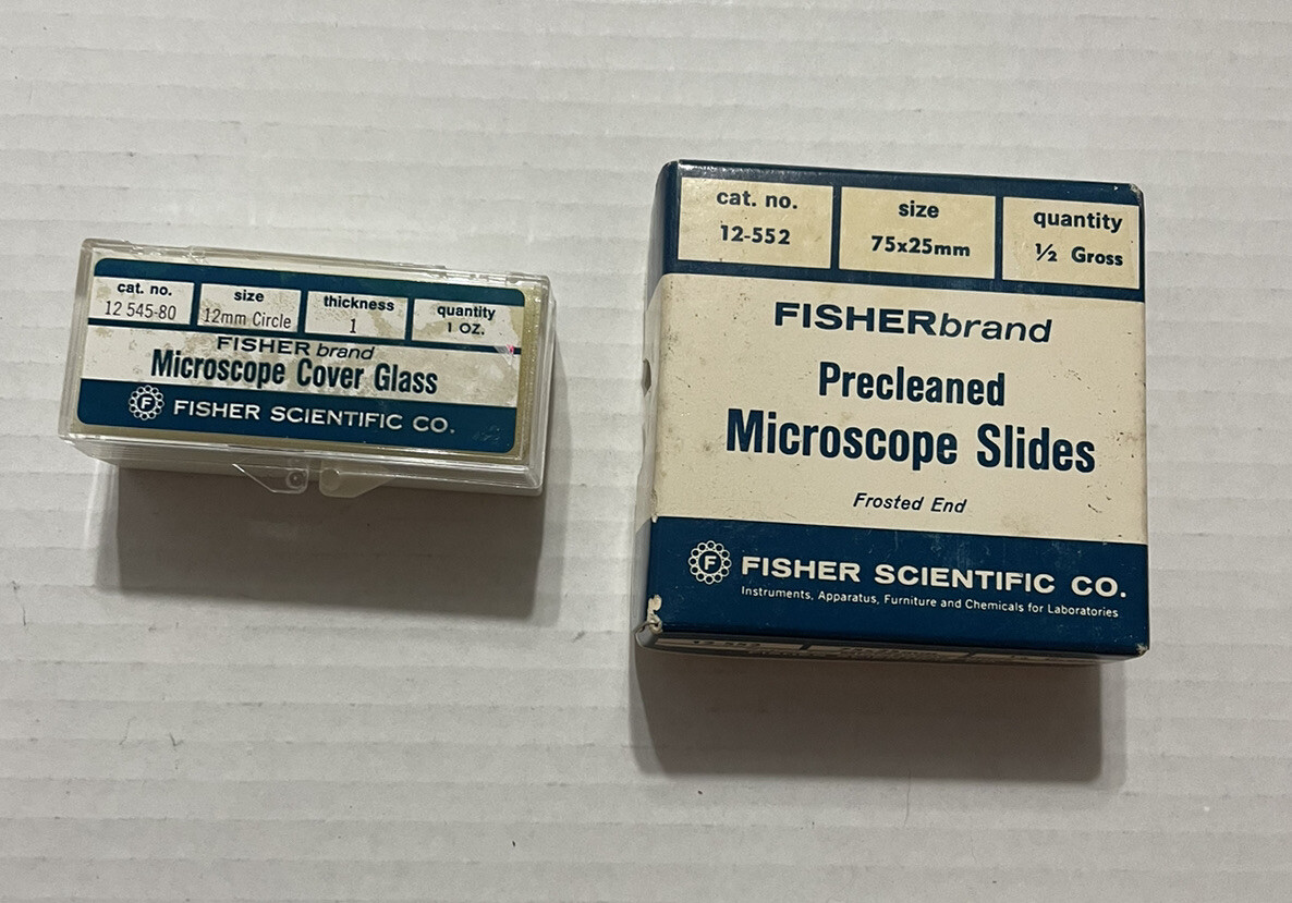 Vintage Fisher Scientific Microscope Cover Glass And Slides New Old Stock