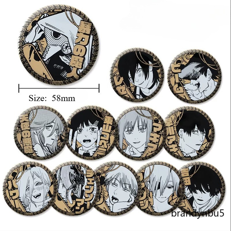 58mm Chainsaw Man Metal Button Collect Badge Anime Metal Pin Birthday Gift
