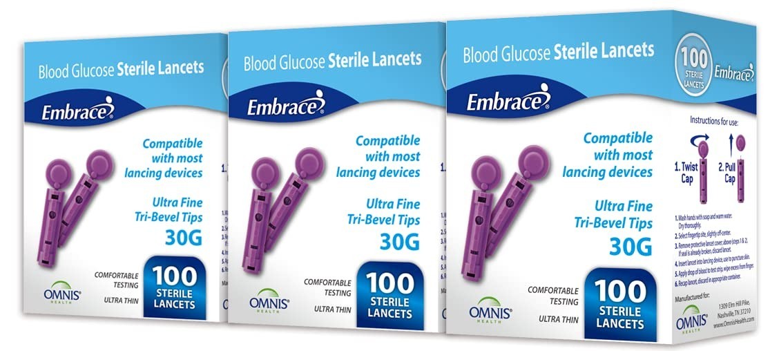 Embrace Lancet for Lancing Device 30 Gauge 300 Lancets