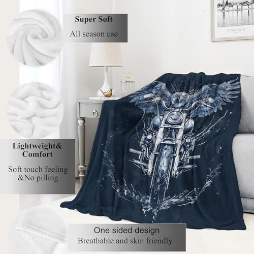Eagle and Motorcycle Blanket Rider Bike Dark Throw 50x60in Motorcycle 02