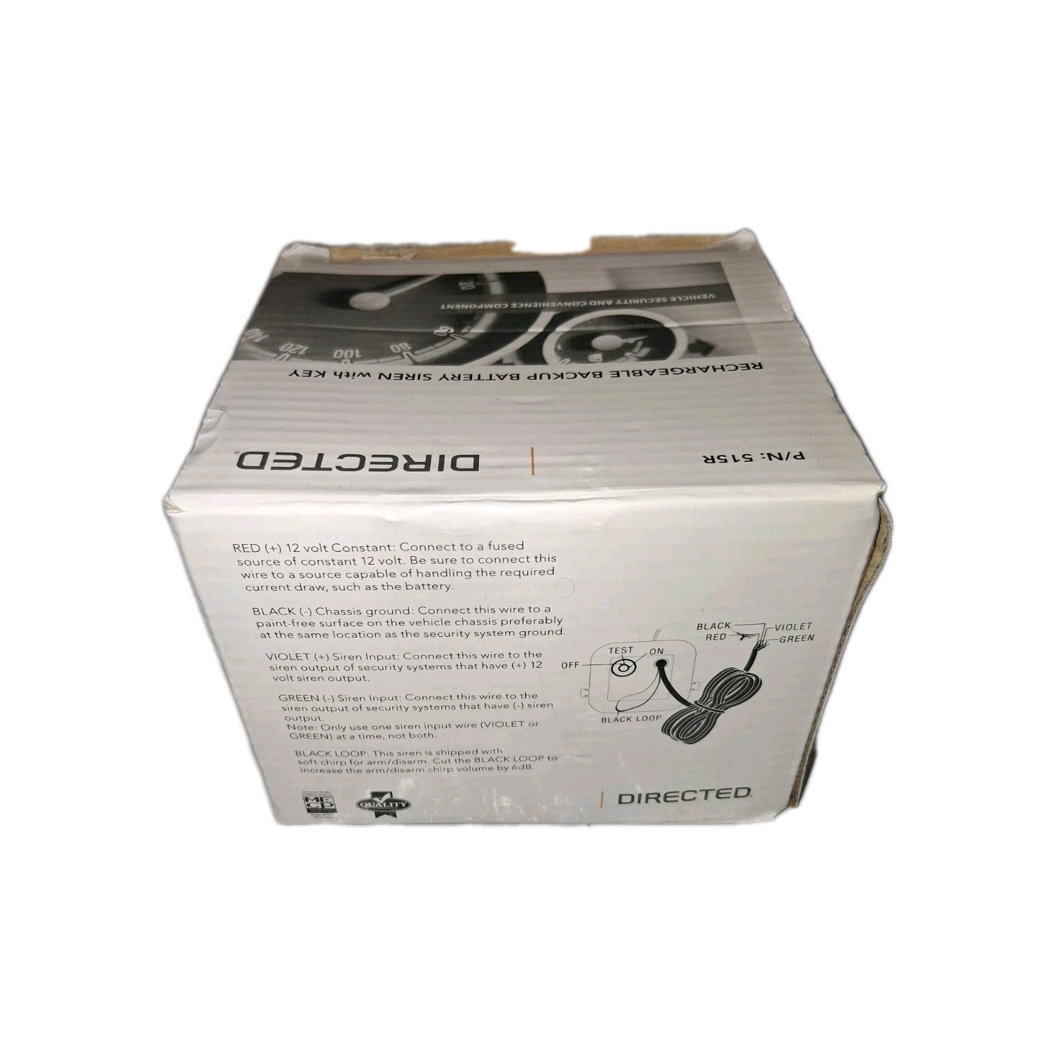 Directed 515R Rechargeable Backup Battery Siren with Key