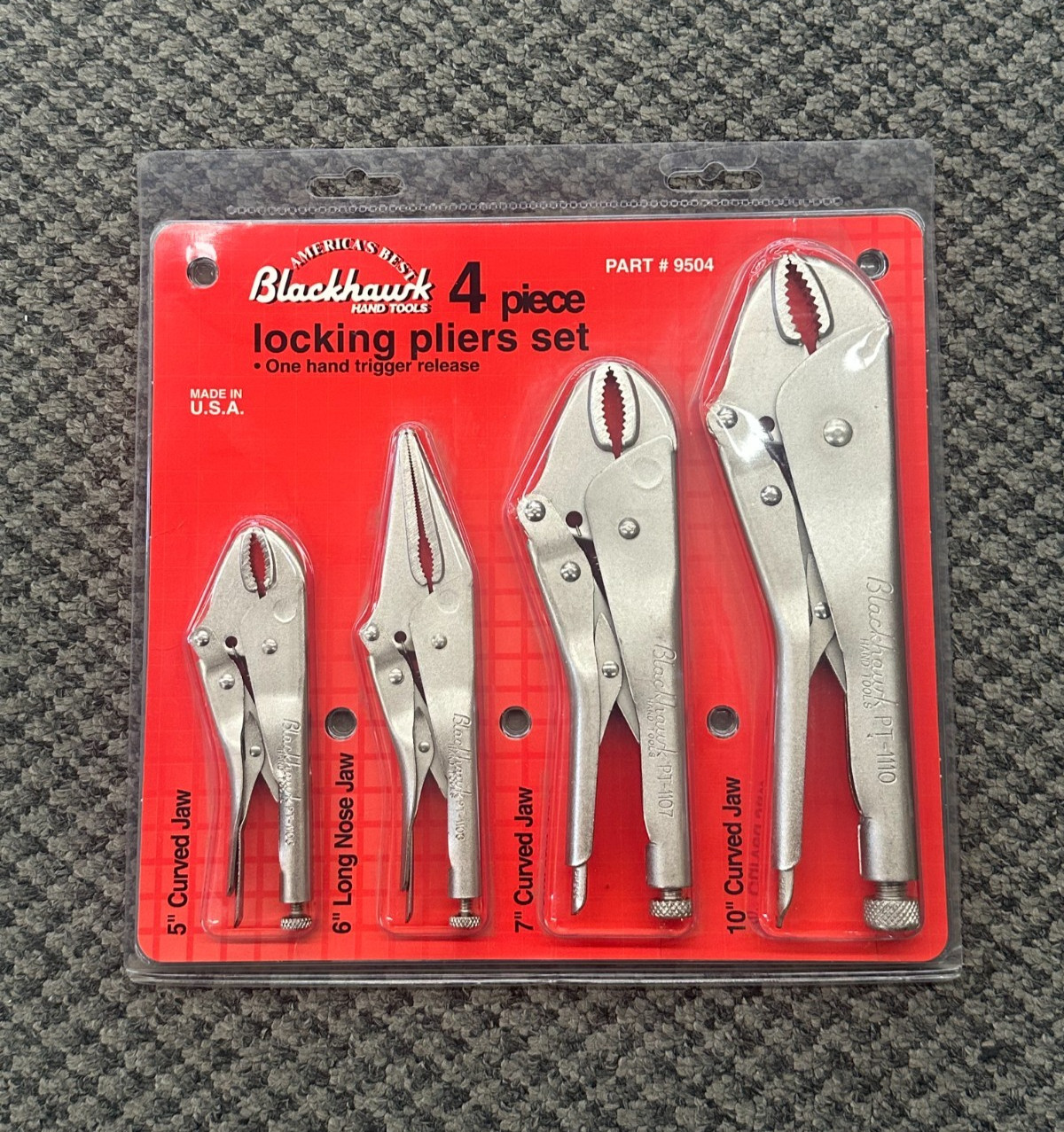 NOS Blackhawk USA 4 Piece Locking Pliers Set 9504