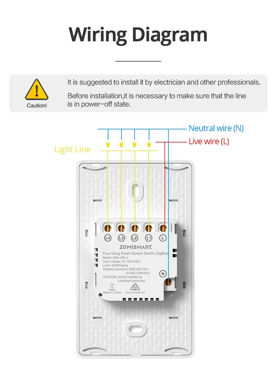 ZigBee Custom Display Name Smart Push Light Switch/AU SAA RCM/Apple Alexa Google