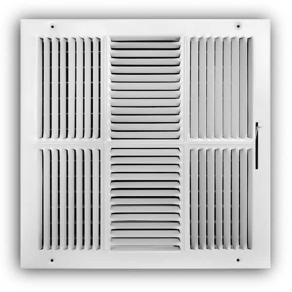 Everbilt 14x14 4-Way Steel Wall Ceiling Air Register White Louvered Grille