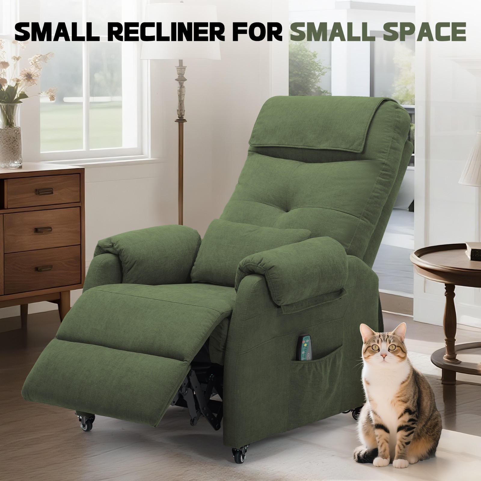 Korser Power Small Recliner Chair with Wheels and USB Ports Electric Recliner