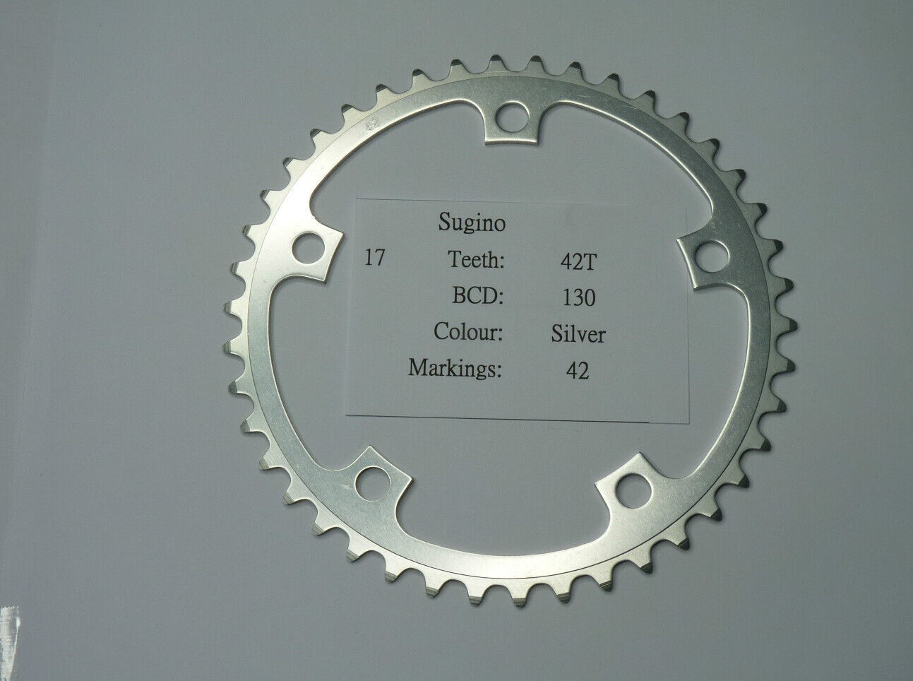 NOS Sugino Chain ring 42T BCD 130mm silver color cr17ca