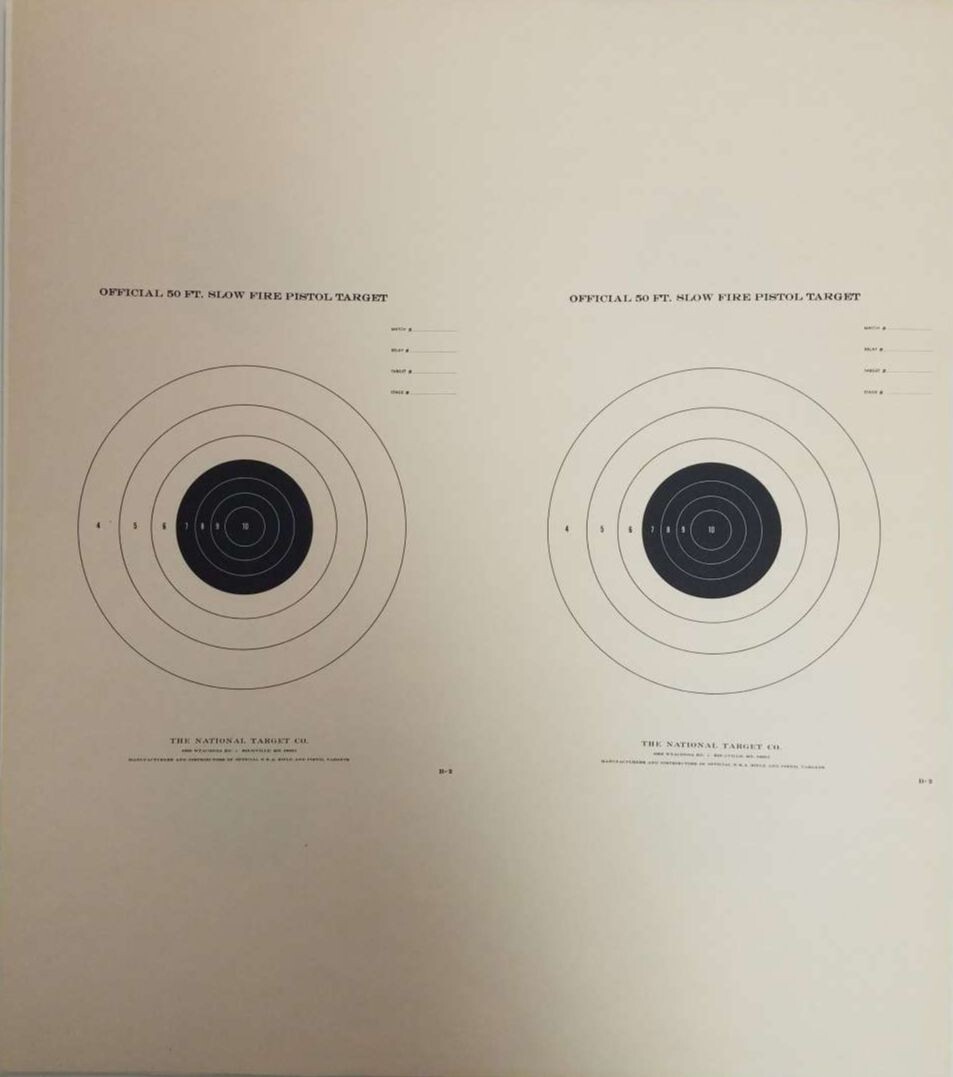 B-2/2 Official 50 Ft Slow Fire Pistol Targets, 21" x 24" w/3-1/16" Black, 10 pcs