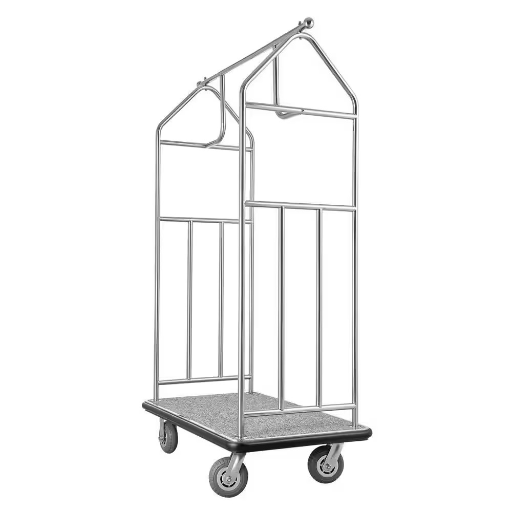 Hotel Luggage Cart, 800 Lbs. Load Capacity, Brushed Stainless Steel Finish Bellm