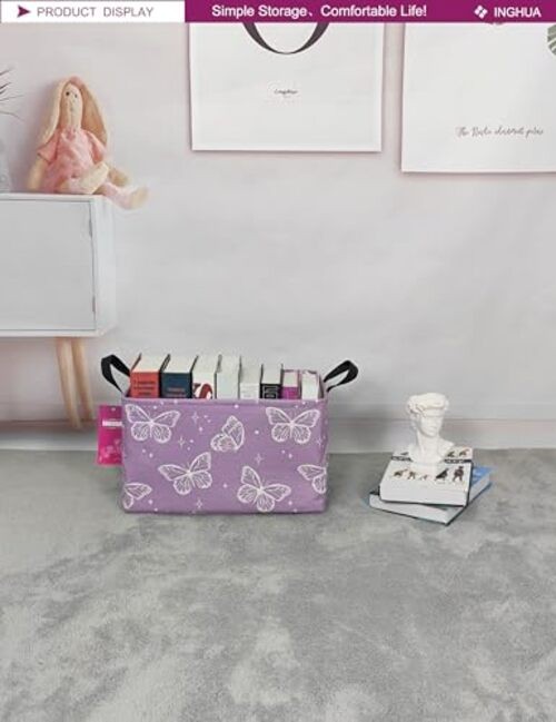 Rectangular Storage Basket Fabric Organizer Bin for Rec-butterfly