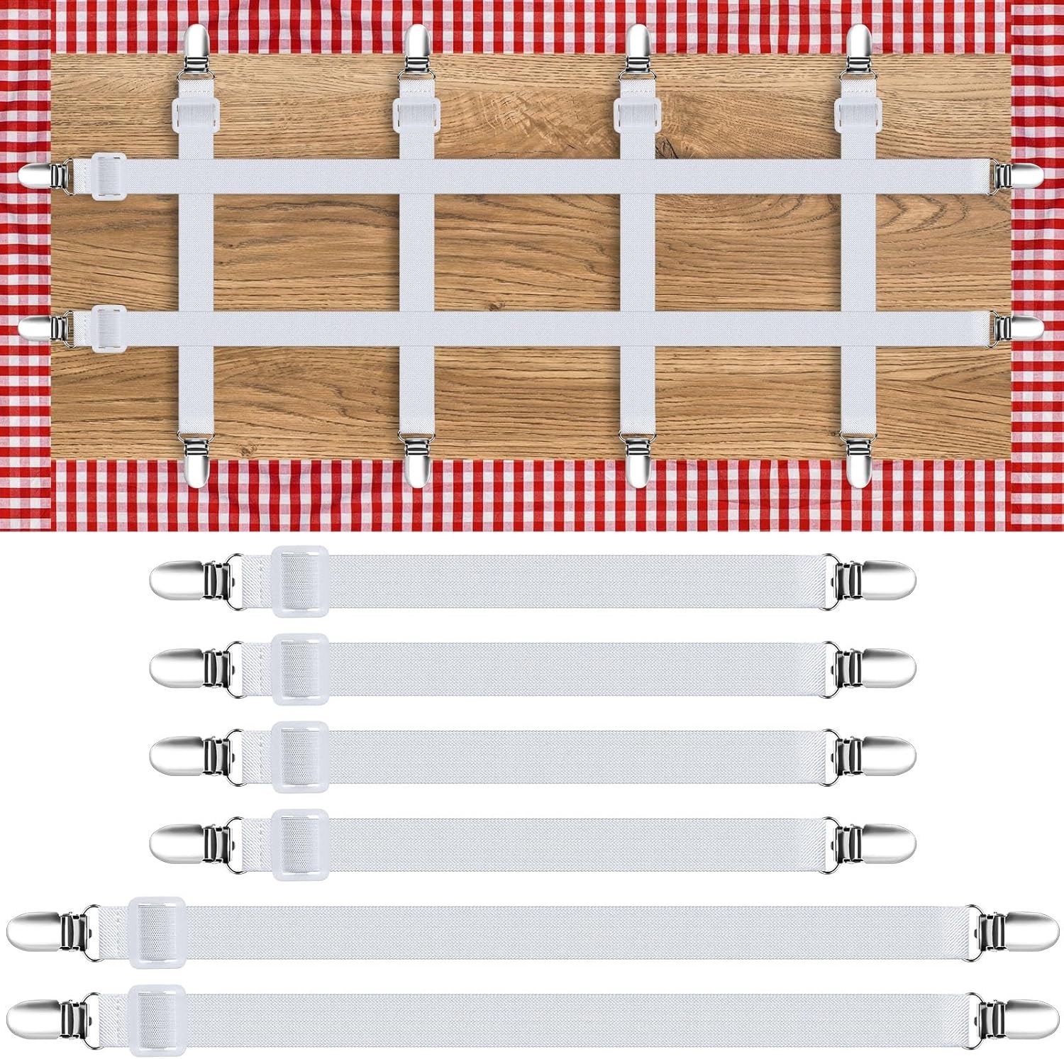 6 Pack Hidden Strap Tablecloth Clips for Outdoor Elasticity Picnic Table Cloth
