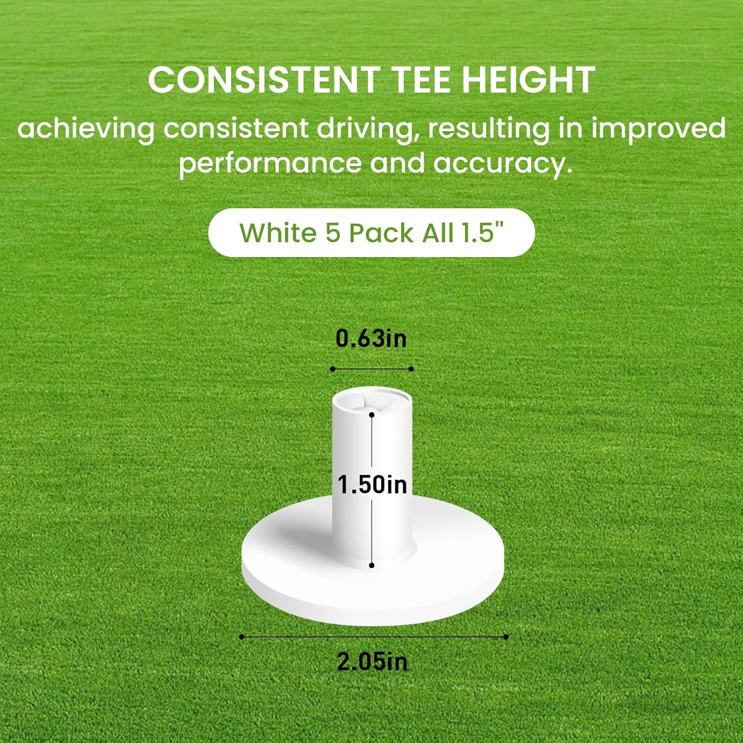 Golf Rubber Tee Driving Range Value 5 Pack for Indoor Outdoor Practice Mat, Tee