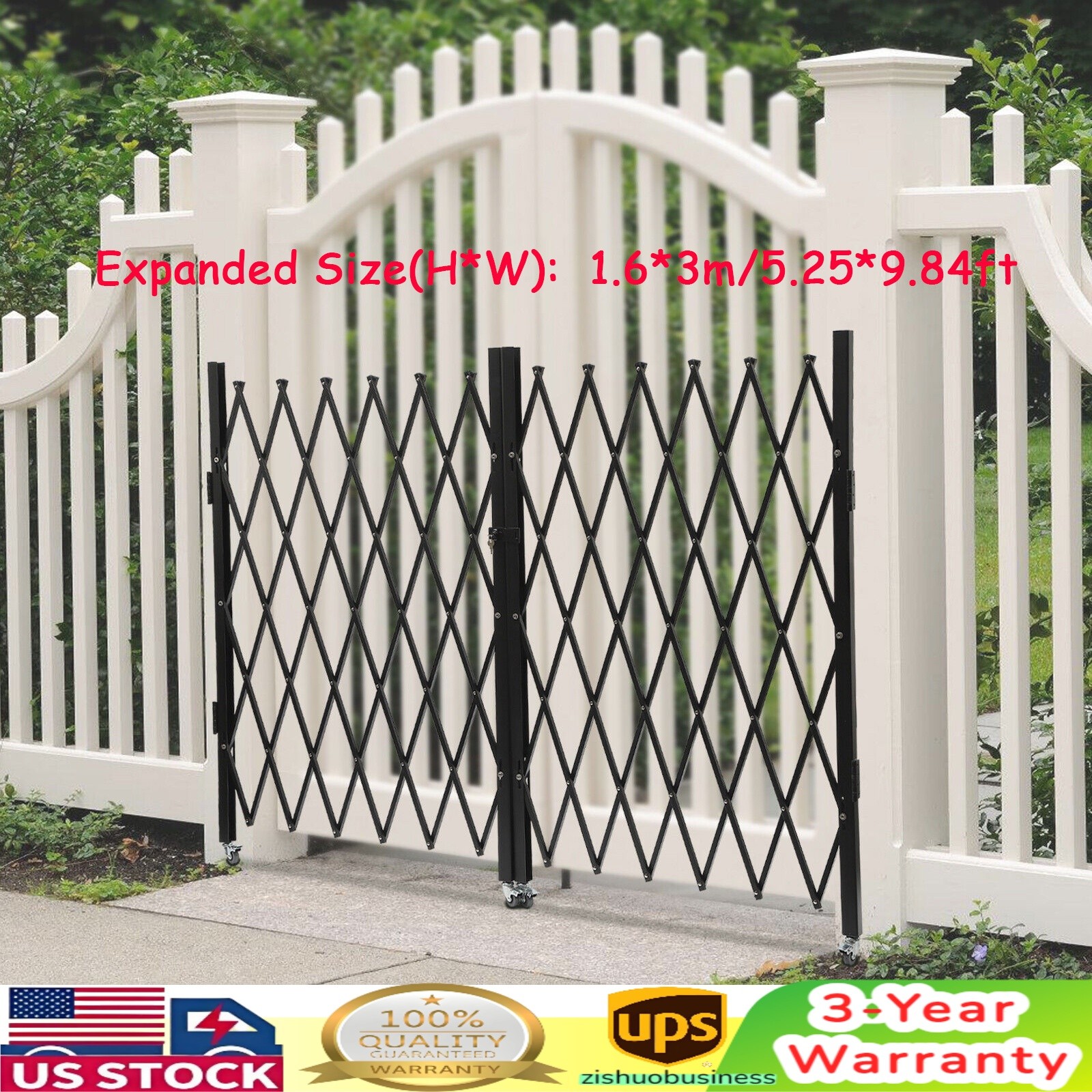 Double Folding Security Gate Expandable Barricade Gate Safety Barrier Door Gate