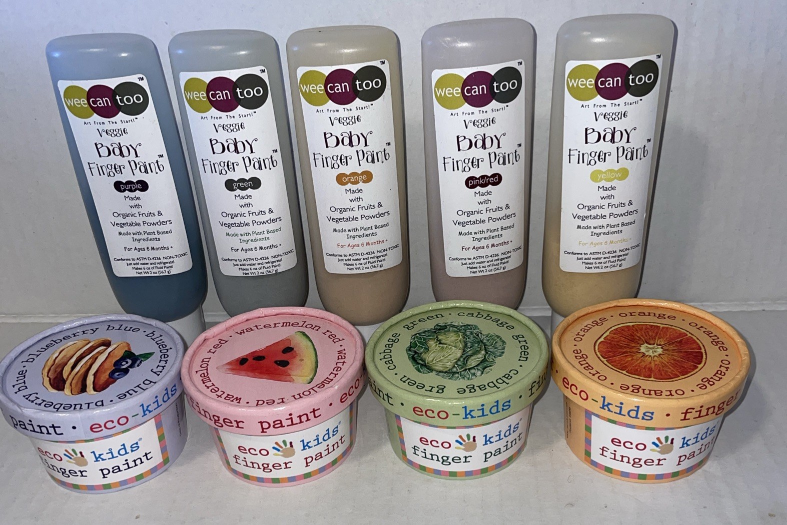 Lot of 9 Powdered Finger Paints NEW Vegan Organic Baby Kid Safe Eco Wee can too