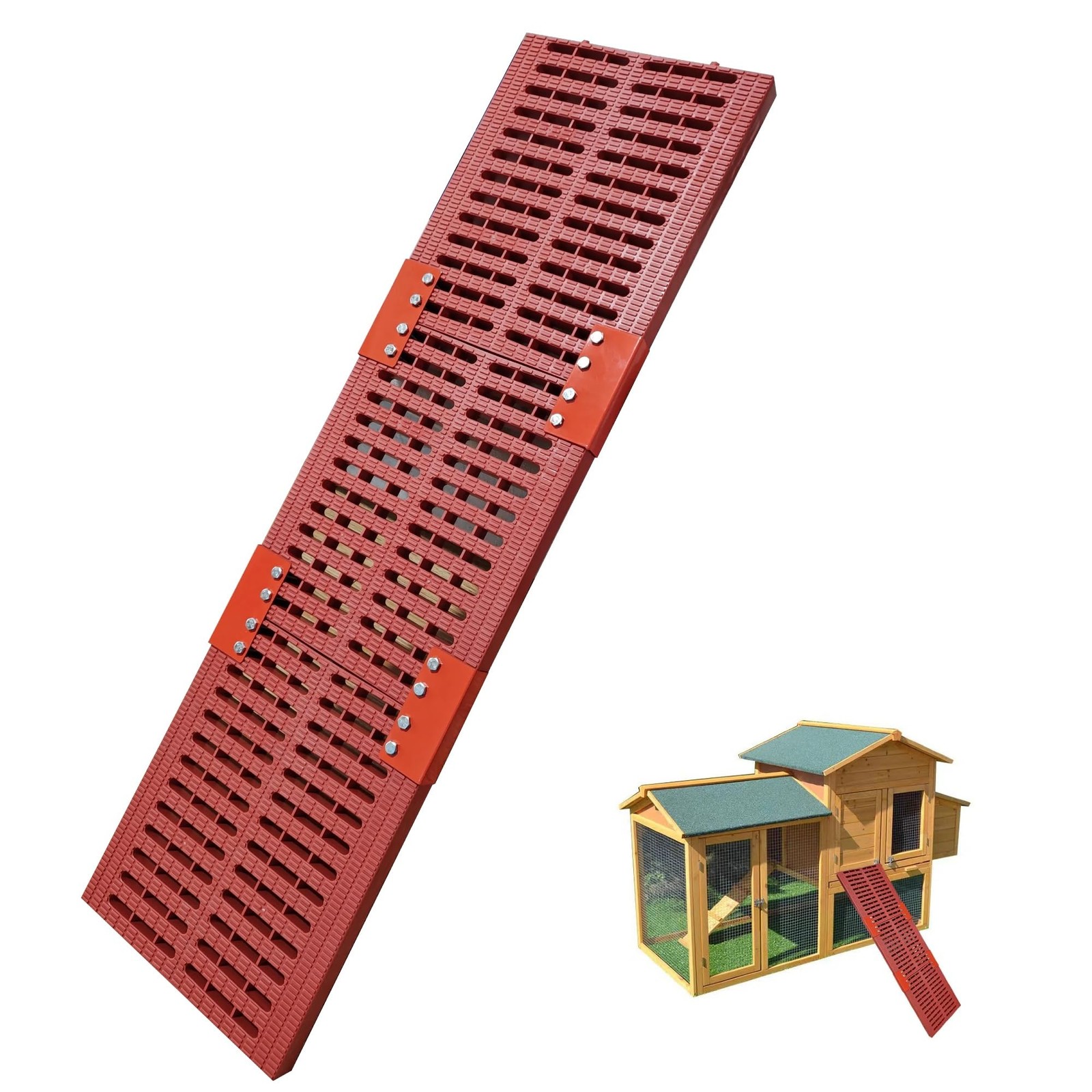 Chicken Coop Ramp for Hens, Non-Slip Heavy-Duty Chicken Ladder with Cleats, W...