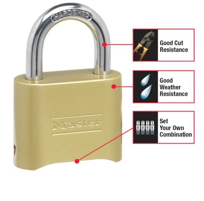 Master Lock 175 M175 4-Digit Resettable Brass Combination Padlock New Open Box