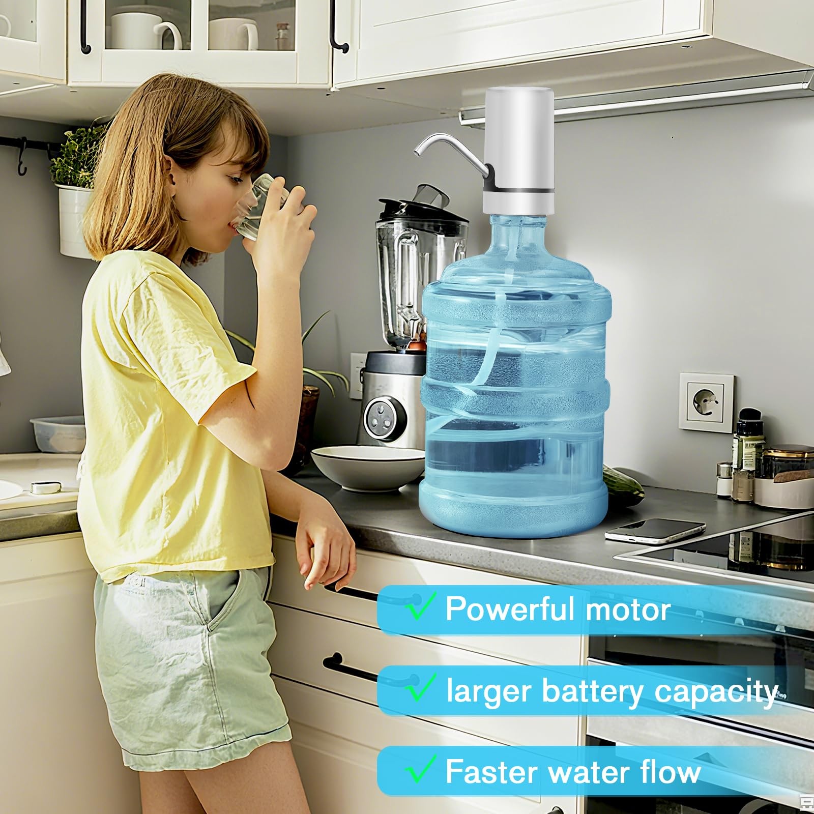 Water Dispenser Pump- 2-6 Gallon USB Rechargeable Portable, Electric Water Pu...