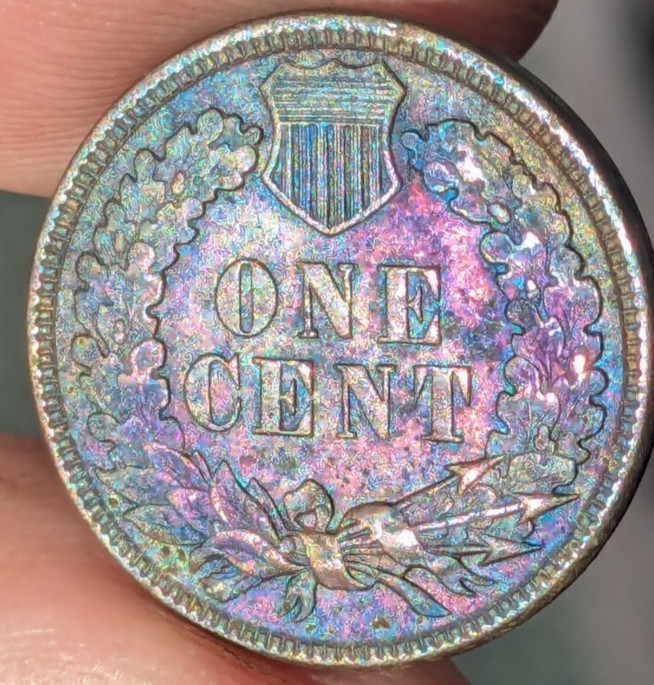 1881 Indian Head Cent Uncirculated Rainbow Colorful Toned