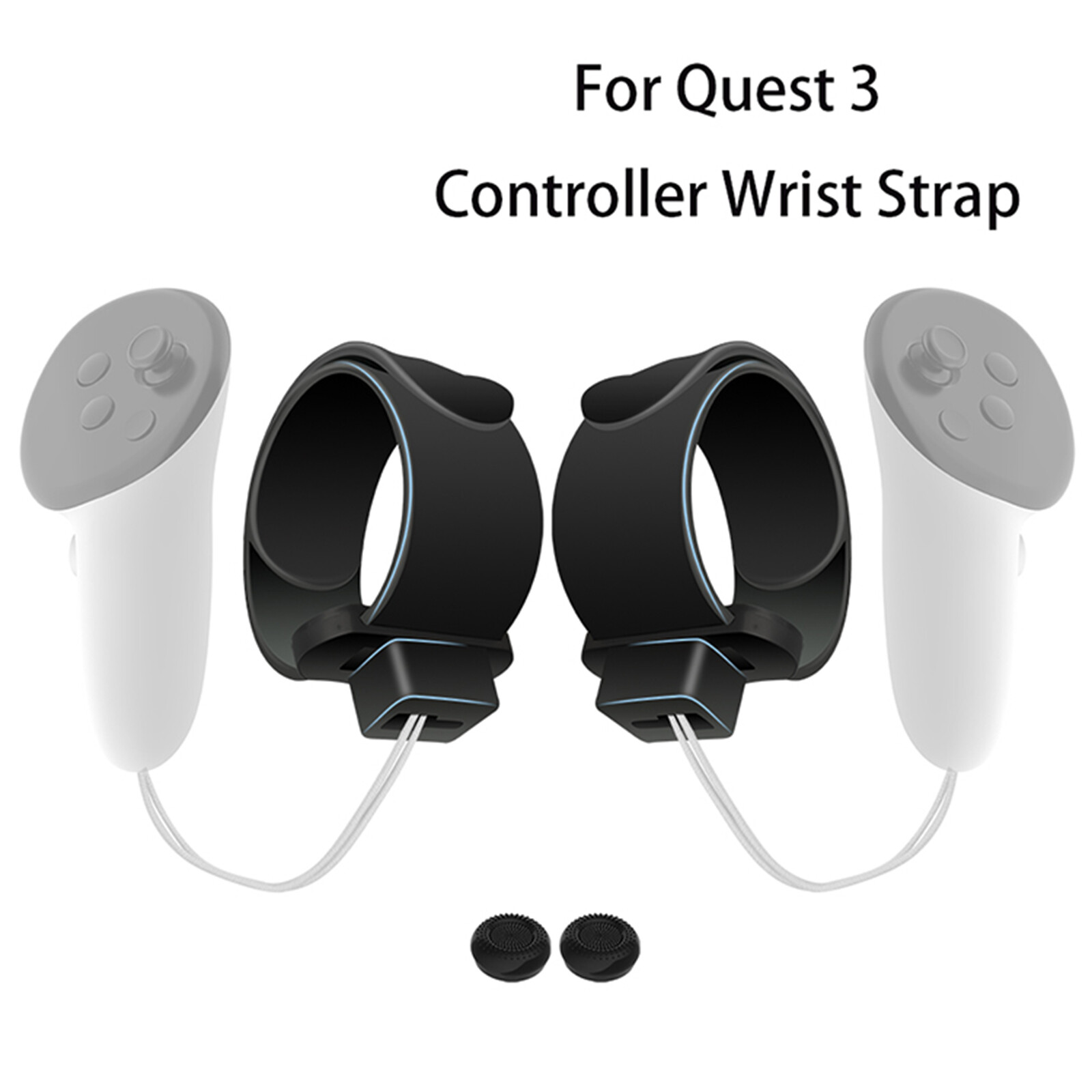 Anti-Lost Wrist Protection Lanyard Joystick Caps for Quest 3/Quest 2 Controller