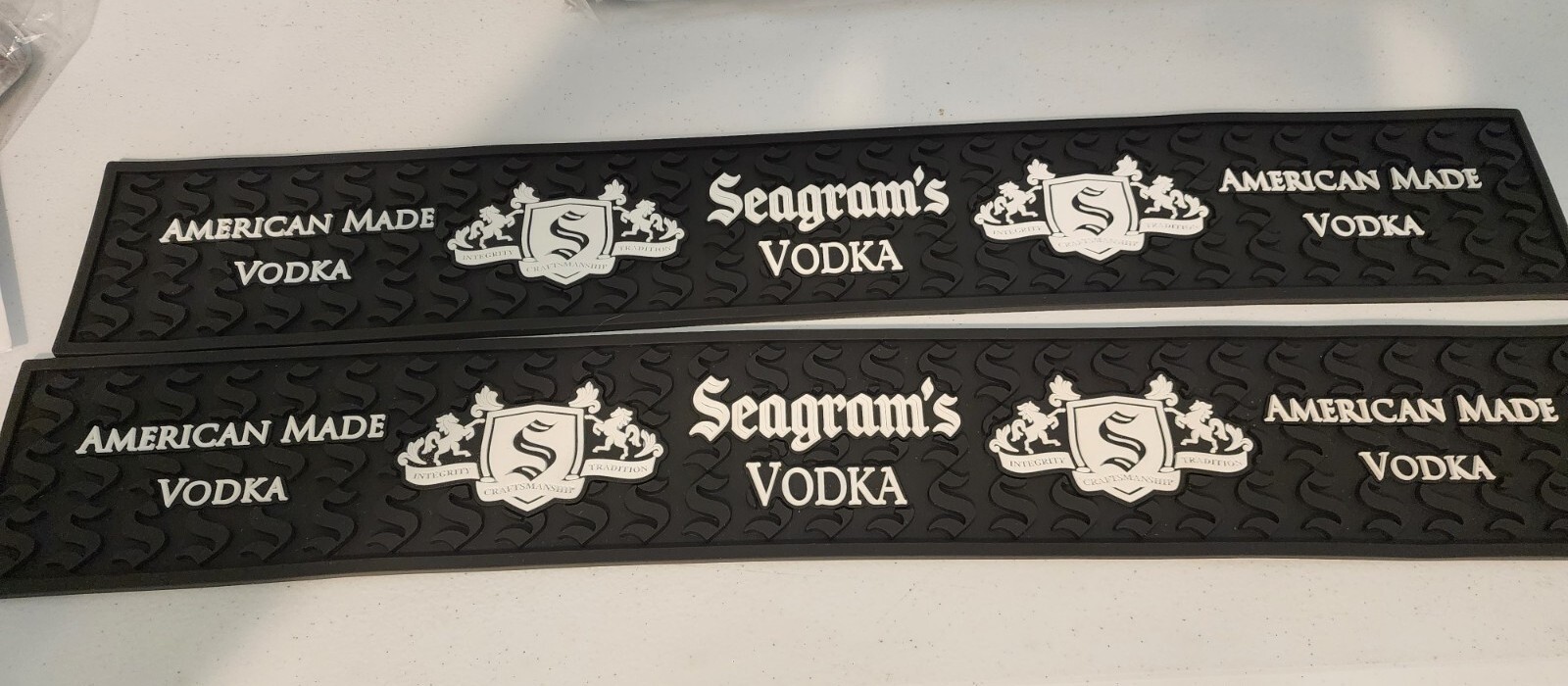Seagram's Vodka  Bar Rail Mats Set of 2 Brand New 23" x 3.5" NEW