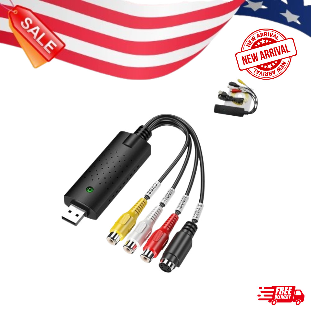 USB 2.0 VHS to Digital Converter Video Capture Card AV RCA to PC DVD Adapter