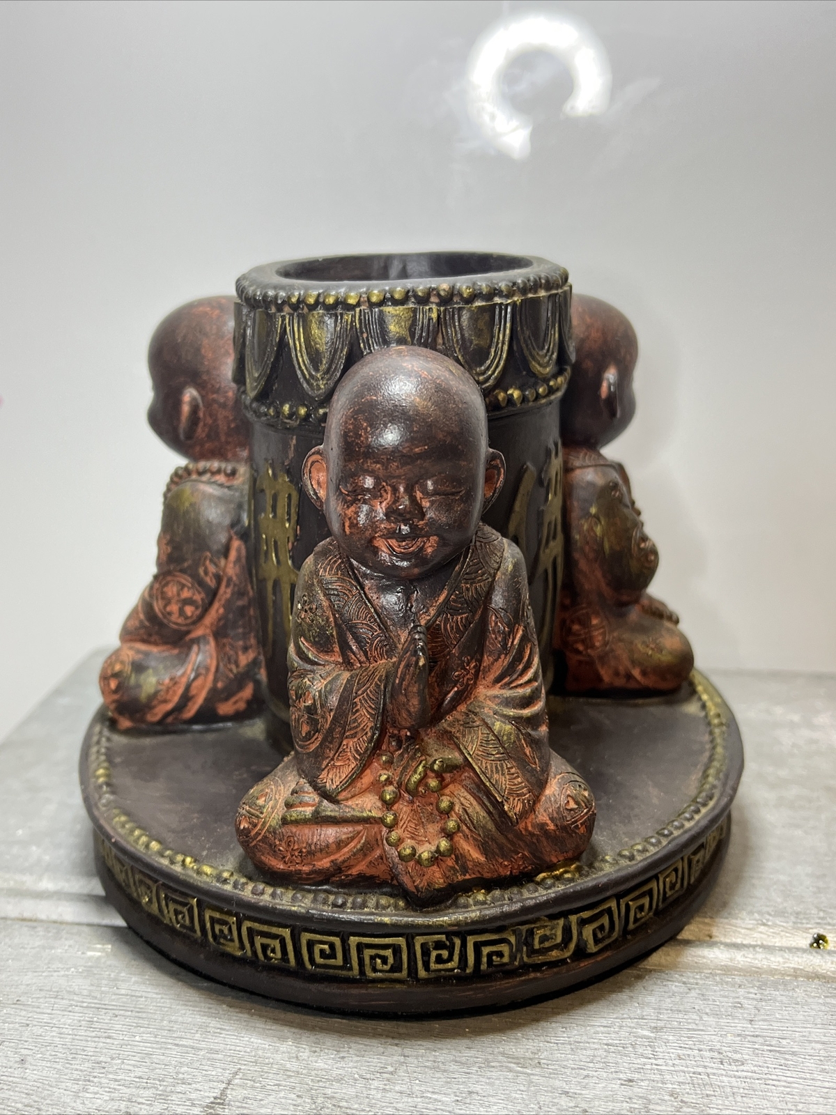 Candle Holder Monks Collectable Vintage Figurine