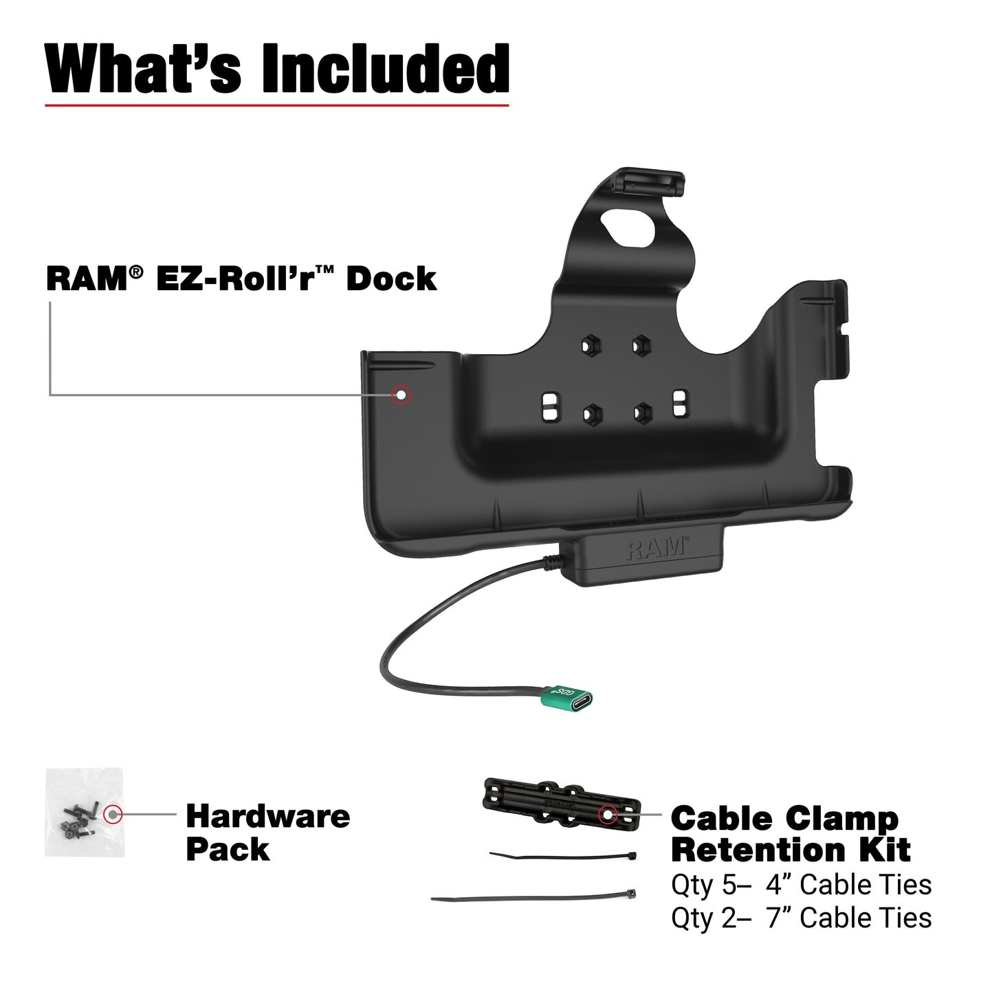 RAM Powered & Data Cradle for Samsung Tab Active4 Active5 Pro, Tab Active Pro